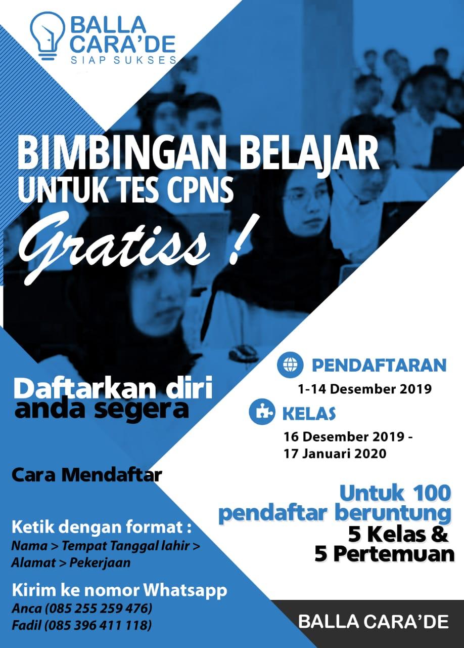 Komunitas Balla Cara De Gelar Bimbel Tes Cpns Gratis Tanpa Syarat Ujung Jari